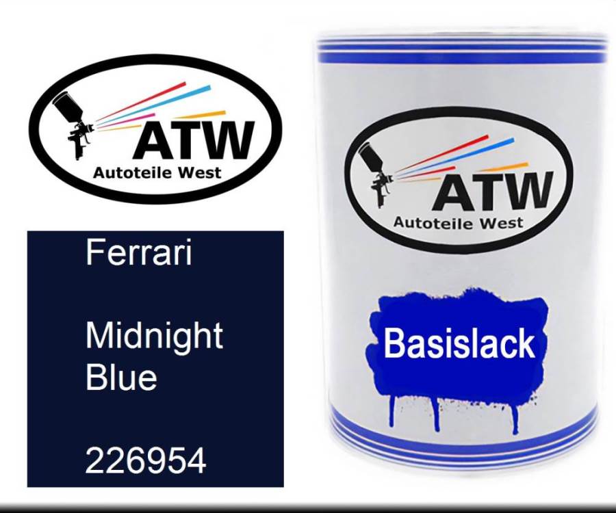 Ferrari, Midnight Blue, 226954: 500ml Lackdose, von ATW Autoteile West.